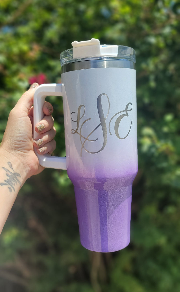 40oz Tumbler With Handle Over Stimulated Moms Club