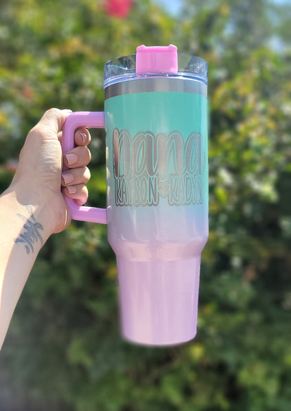 Personalized 40oz Tumbler With Handle and straw | Stainless Steel Insulated  Tumbler | Travel Cup | D…See more Personalized 40oz Tumbler With Handle