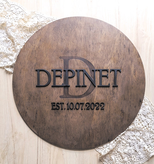 Personalized Engraved Wedding Round Wooden Guestbook Rustic
