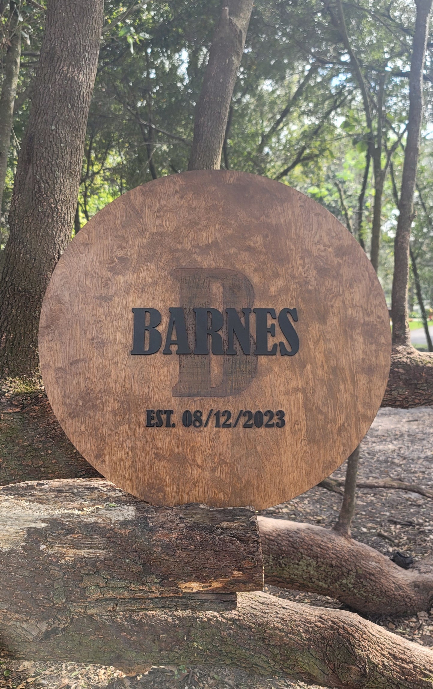 Personalized Engraved Wedding Round Wooden Guestbook Rustic